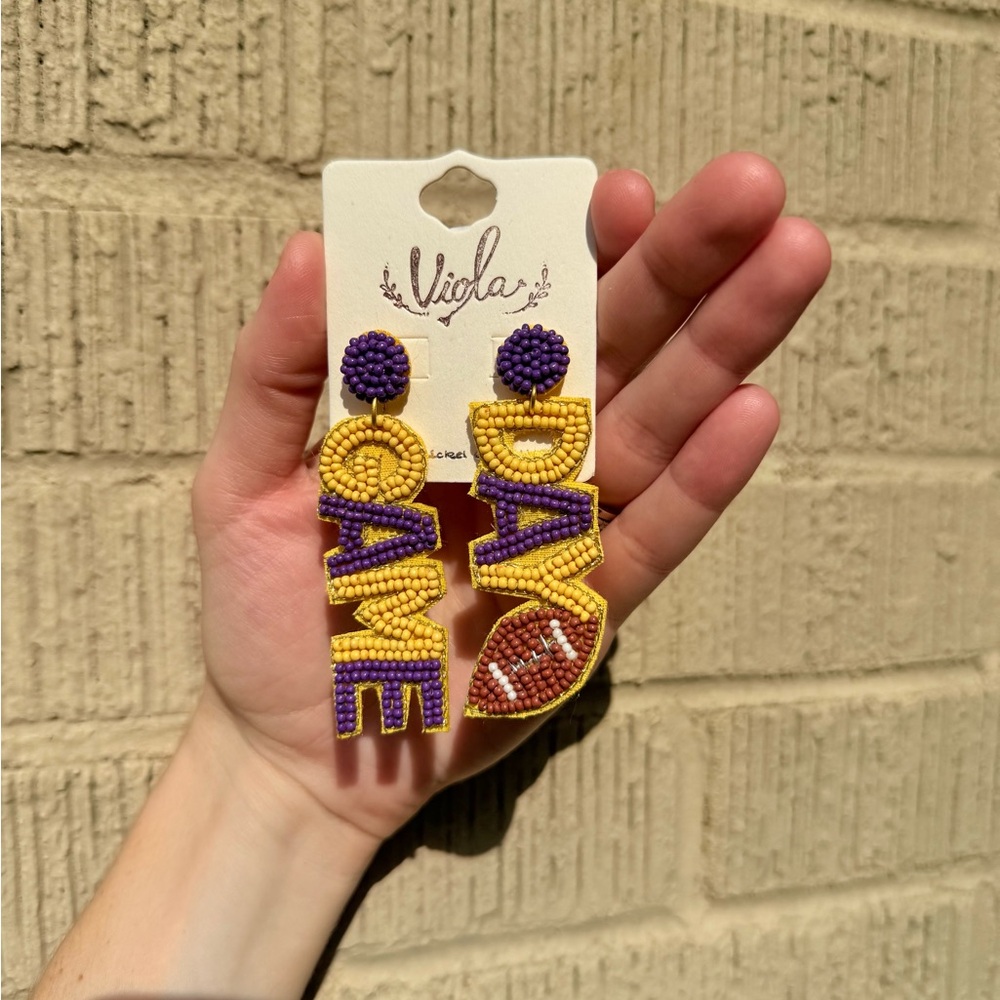 Purple and Gold Game Day Earrings